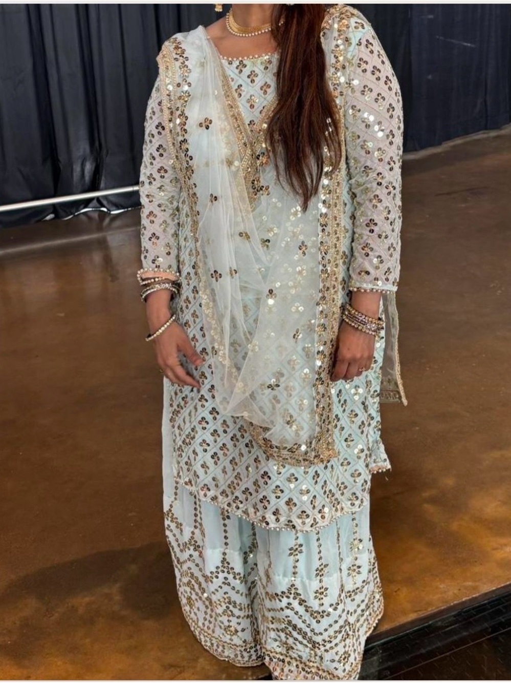 SALWAR KAMEEZ PAKISTANI INDIAN WEDDING PARTY WEAR BOLLYWOOD SUIT SHARARA PLAZZO - Picture 2 of 4